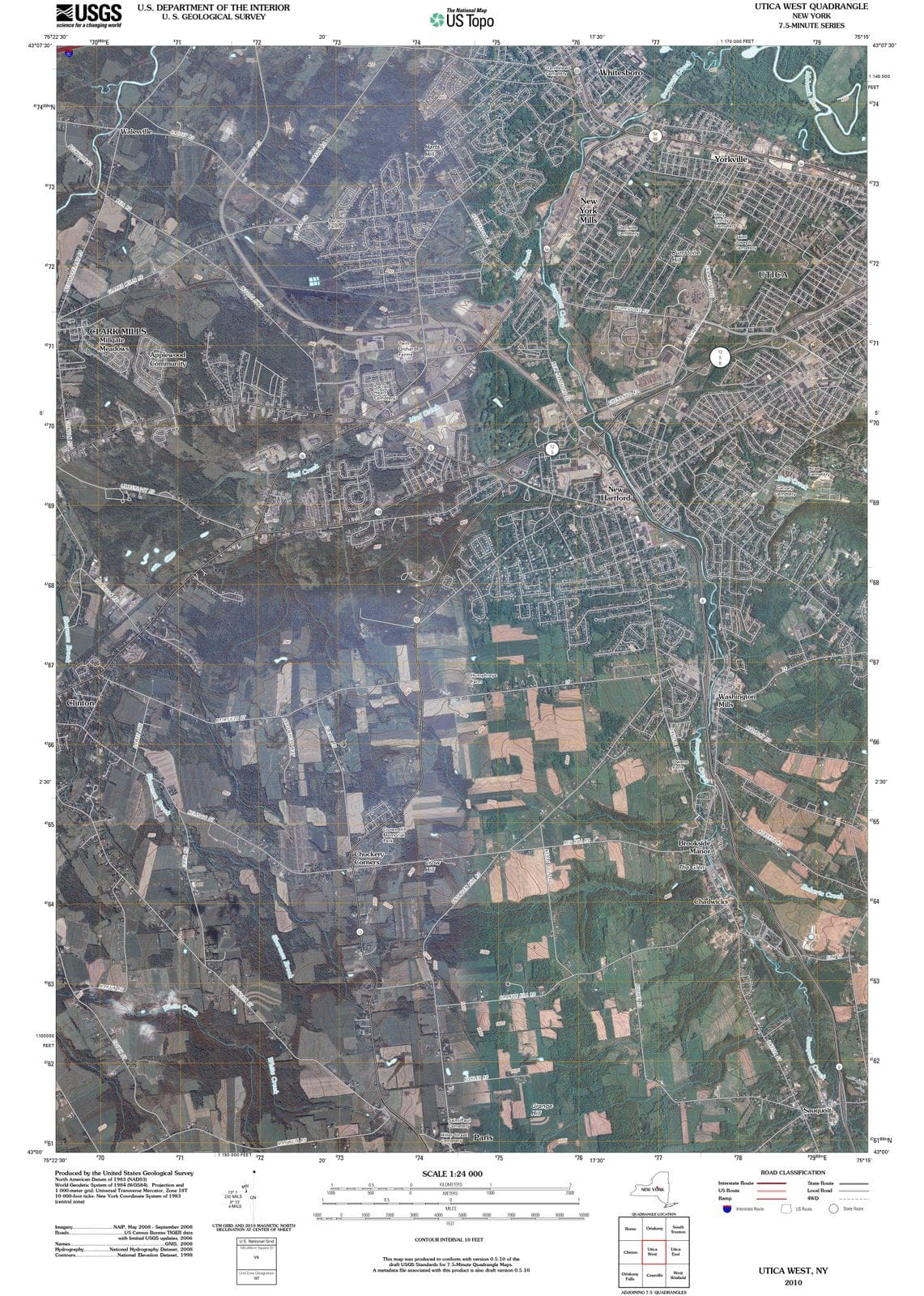 2010 Utica, NY - New York - USGS Topographic Map