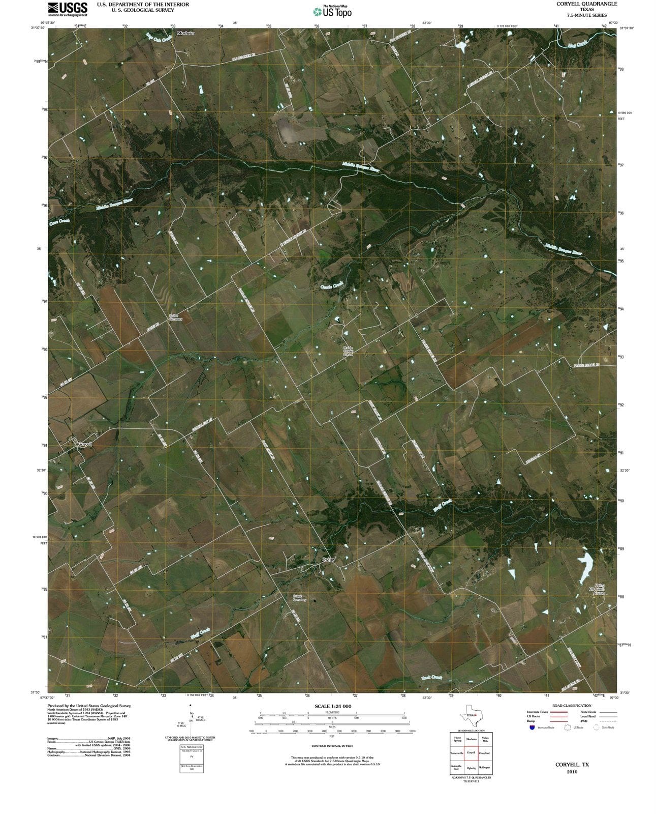 2010 Balance of Coryell County, TX - Texas - USGS Topographic Map