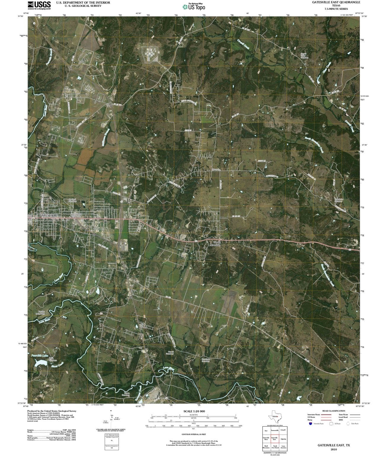 2010 Gatesville, TX - Texas - USGS Topographic Map
