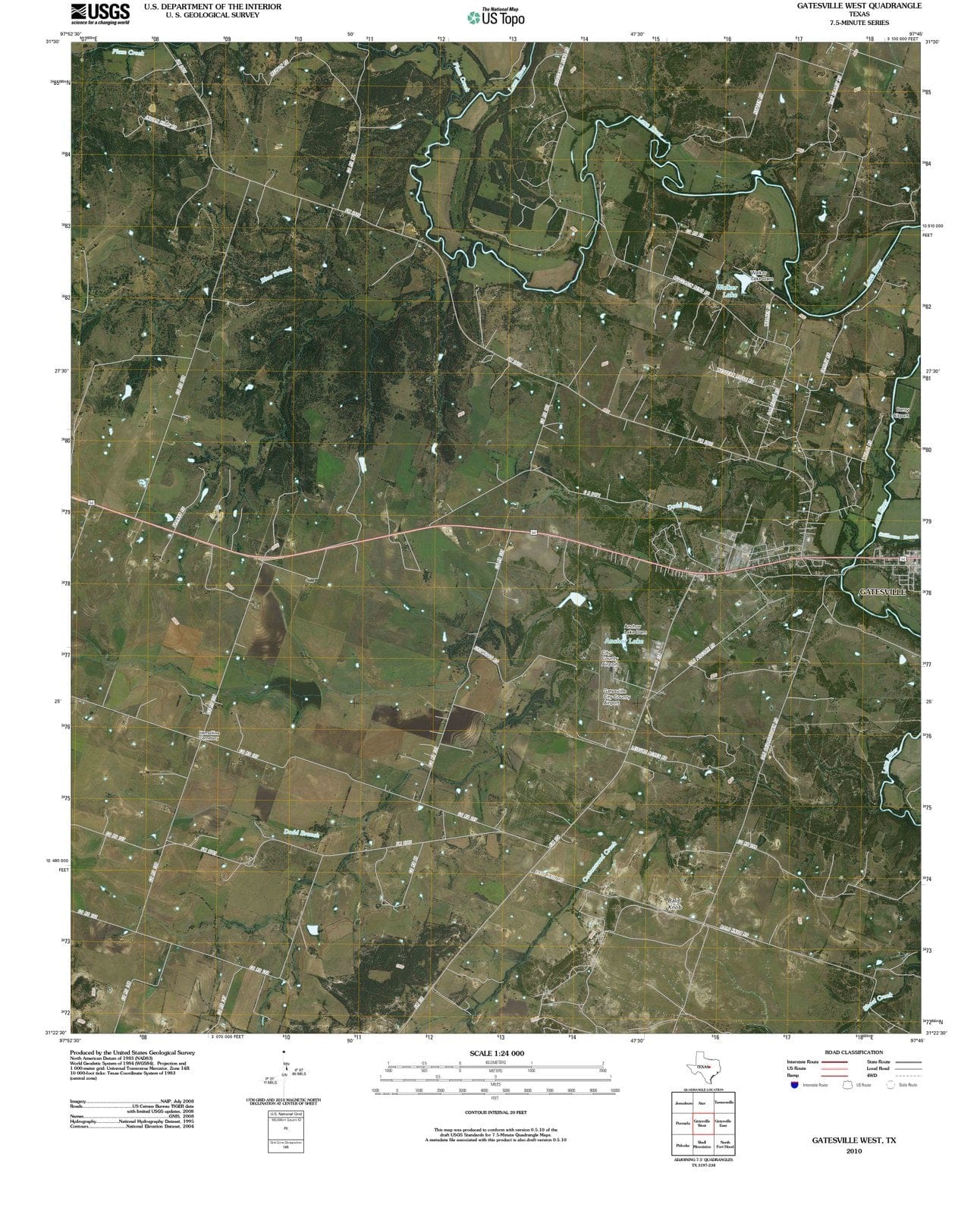 2010 Gatesville, TX - Texas - USGS Topographic Map v2