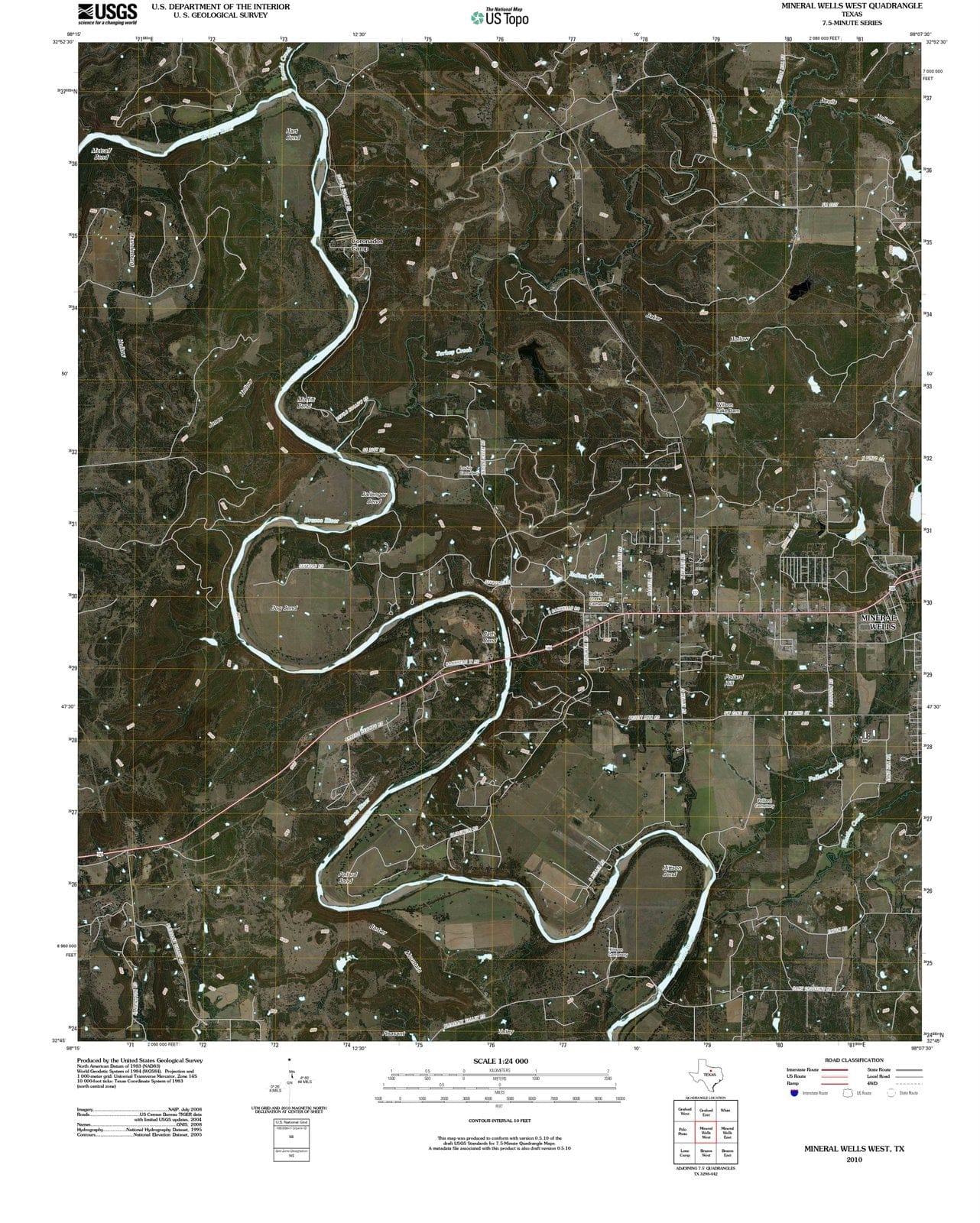 2010 Mineral Wells, TX - Texas - USGS Topographic Map v2