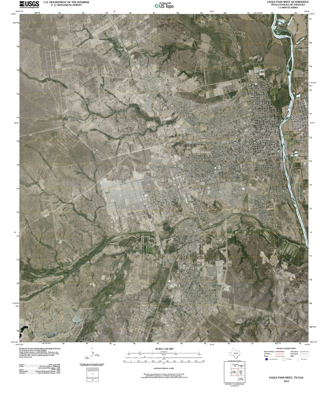 2010 Eagle Pass, TX - Texas - USGS Topographic Map