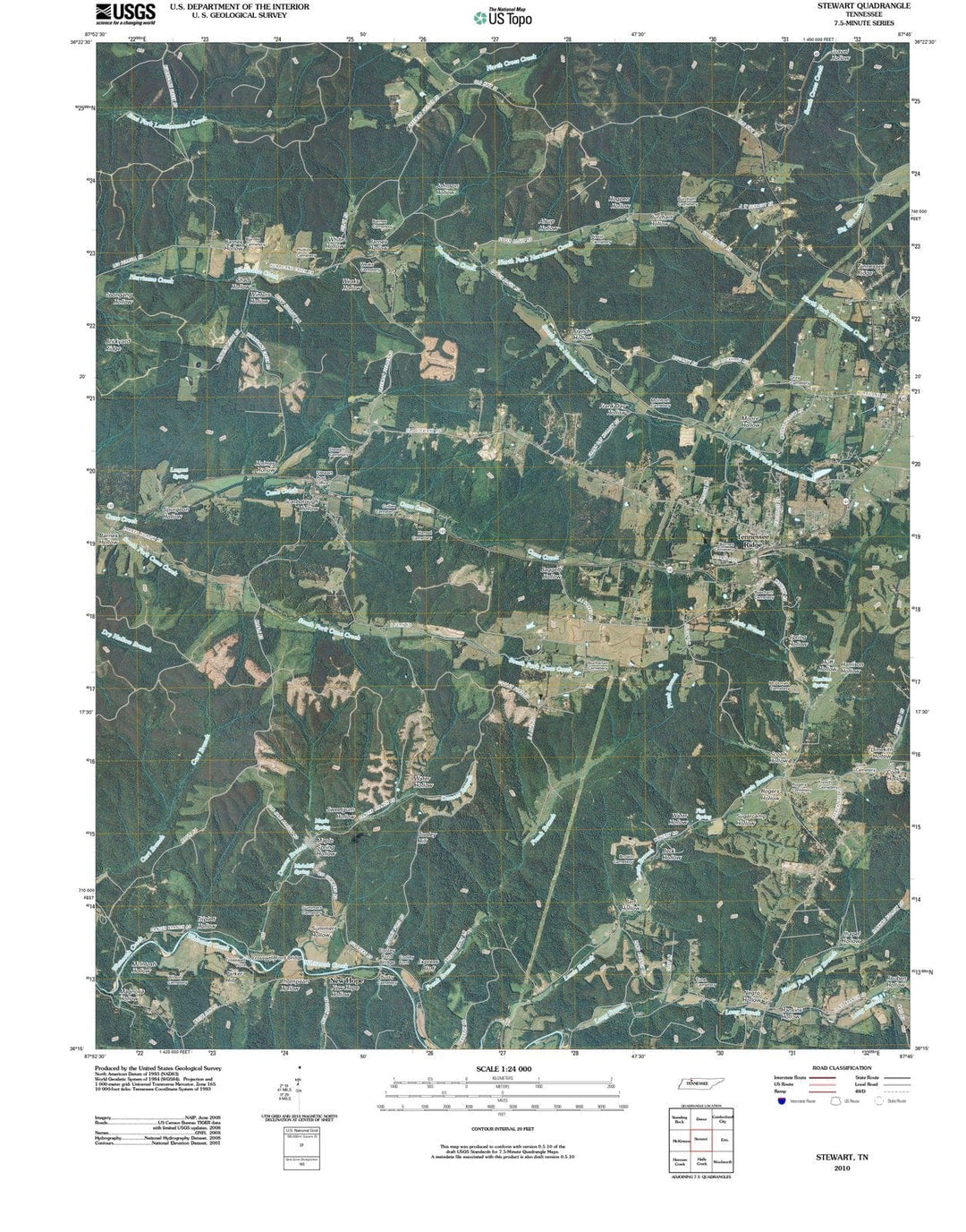 2010 Balance of Stewart County, TN - Tennessee - USGS Topographic Map