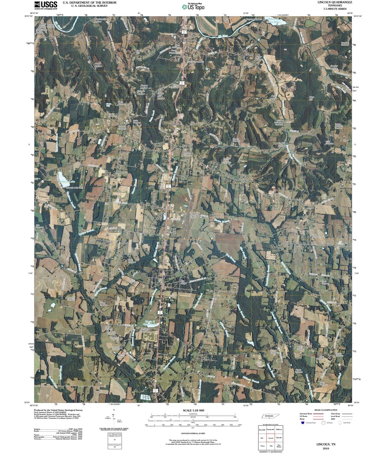 2010 Balance of Lincoln County, TN - Tennessee - USGS Topographic Map