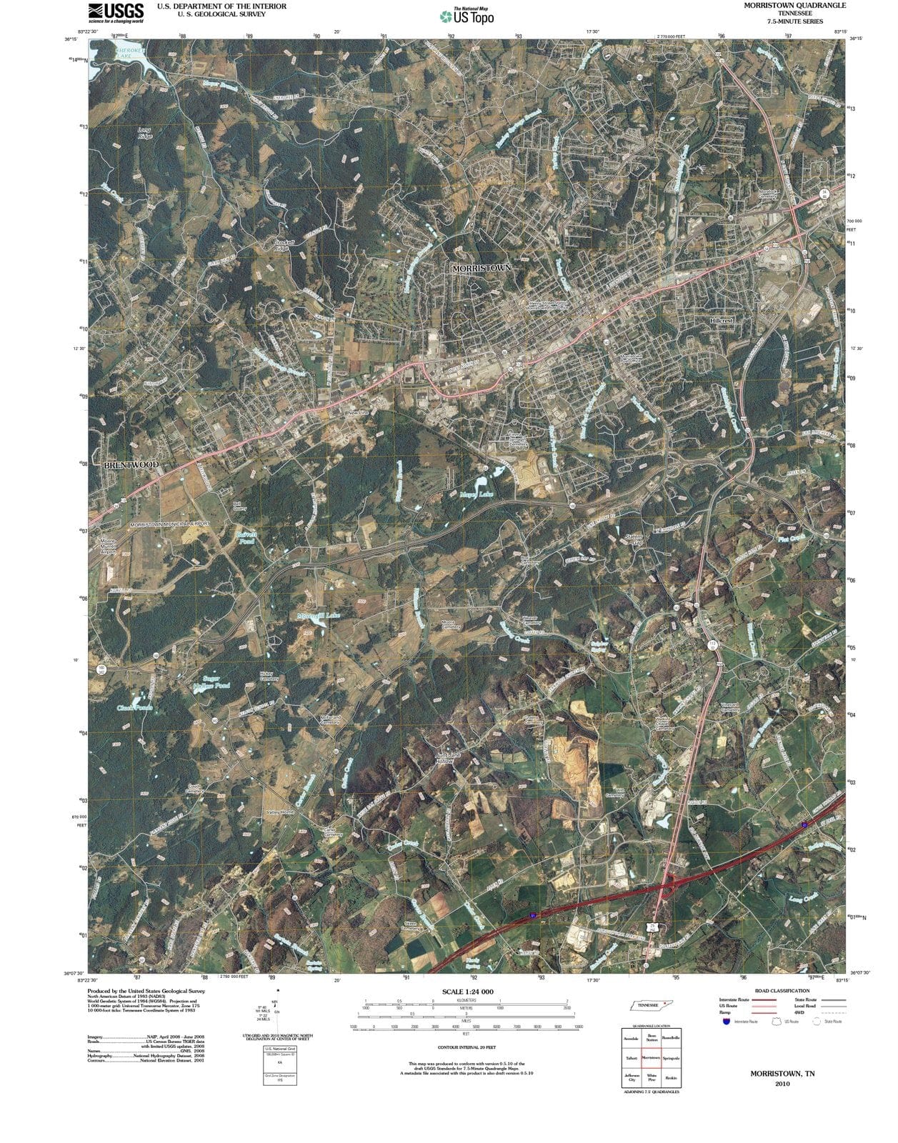 2010 Morristown, TN - Tennessee - USGS Topographic Map