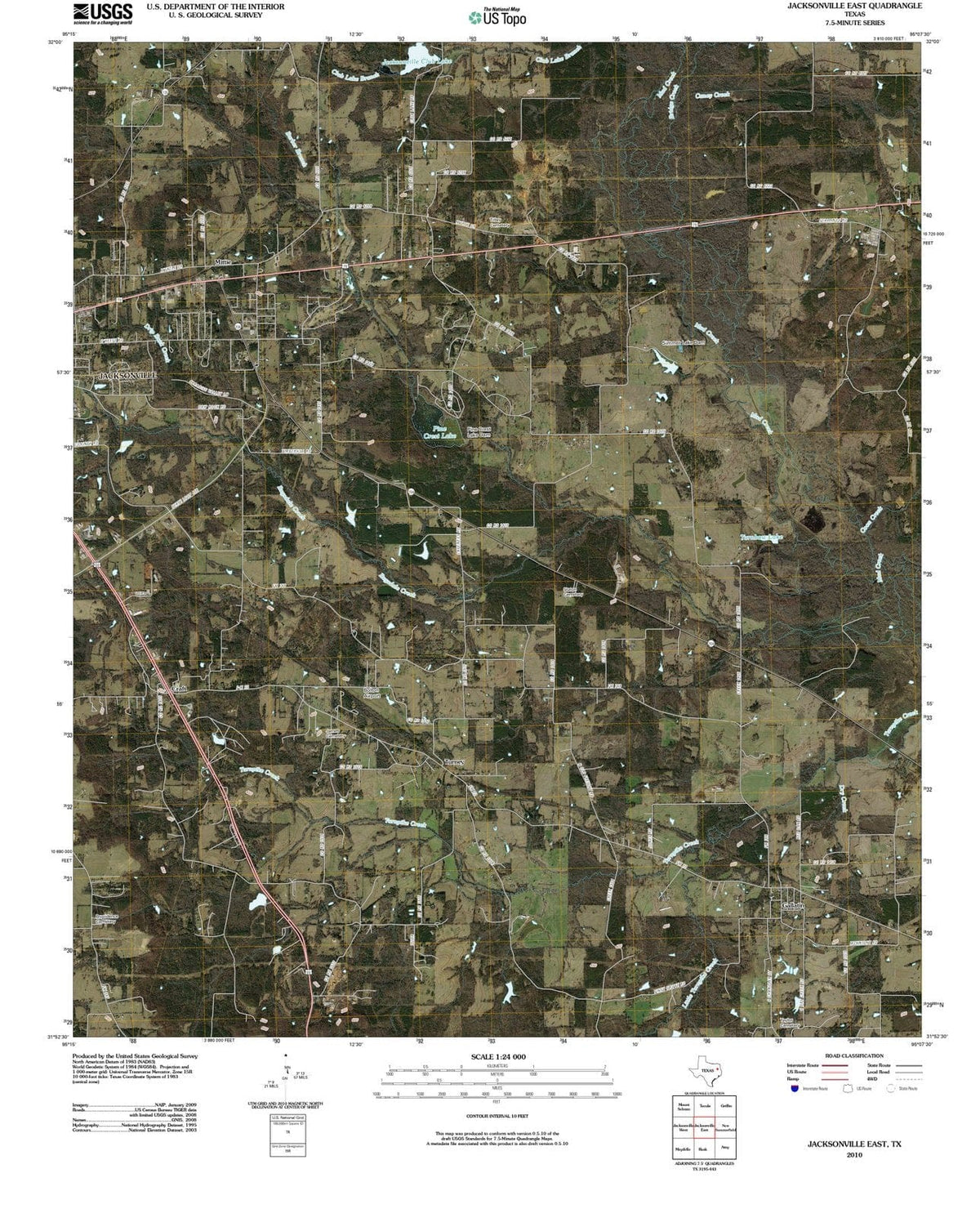 2010 Jacksonville, TX - Texas - USGS Topographic Map