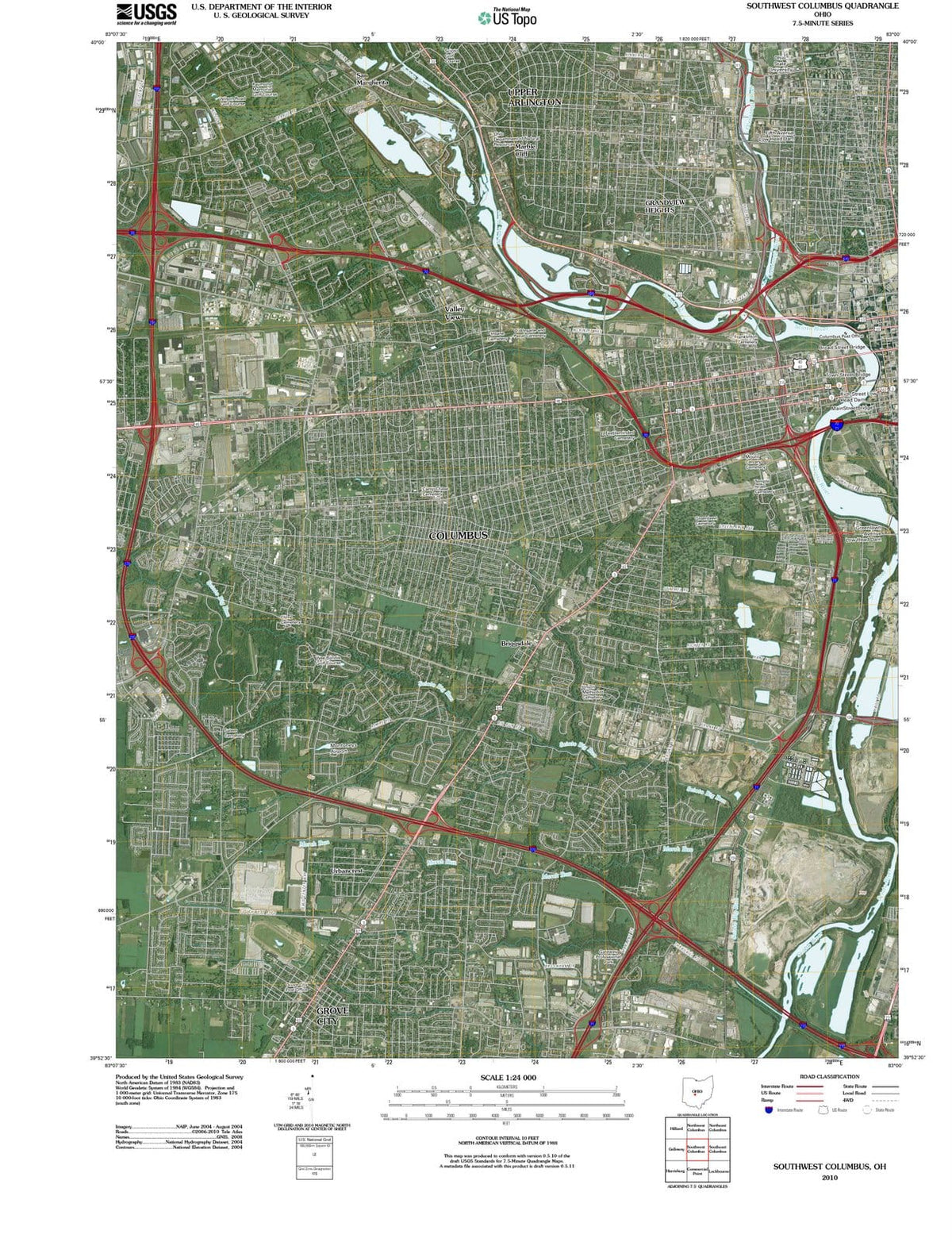 2010 Columbus, OH - Ohio - USGS Topographic Map
