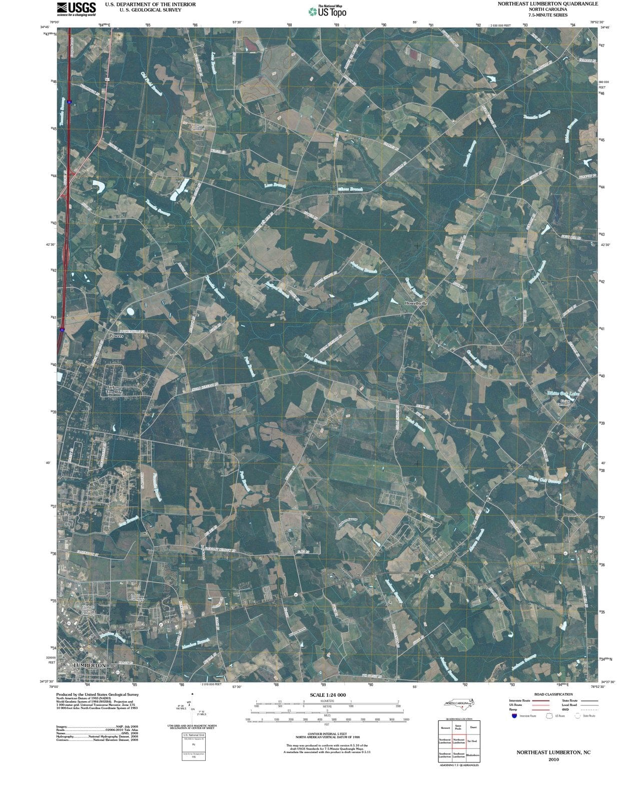 2010 Lumberton, NC - North Carolina - USGS Topographic Map v2