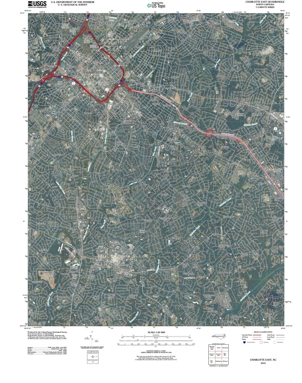 2010 Charlotte, NC - North Carolina - USGS Topographic Map