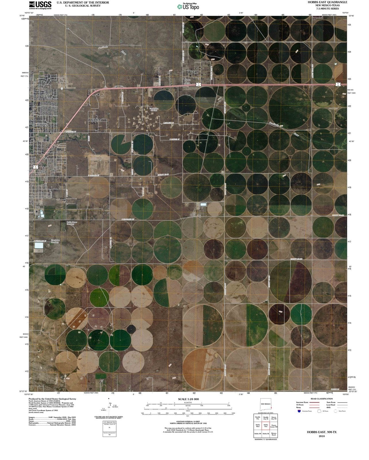 2010 Hobbs, NM - New Mexico - USGS Topographic Map
