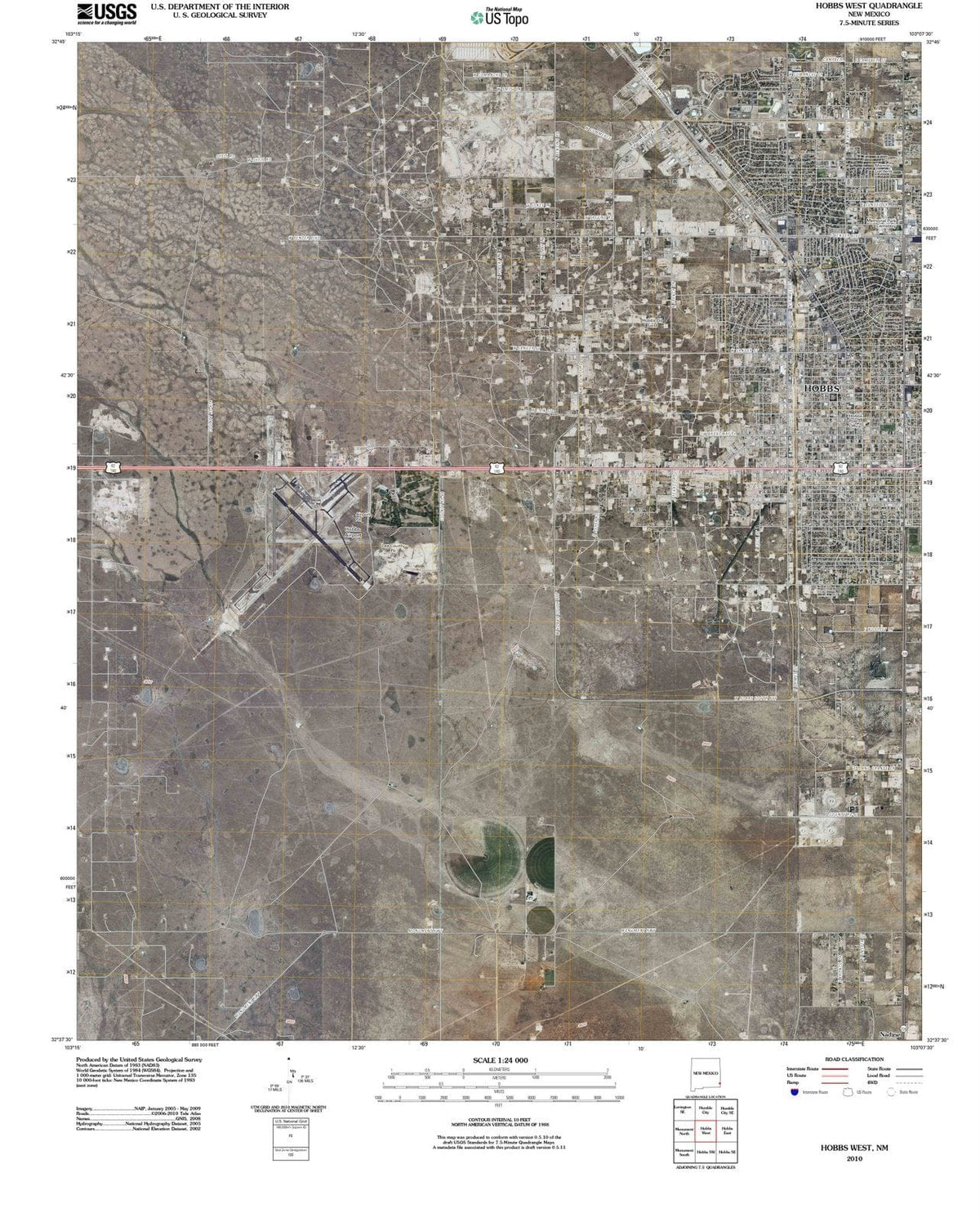 2010 Hobbs, NM - New Mexico - USGS Topographic Map v2