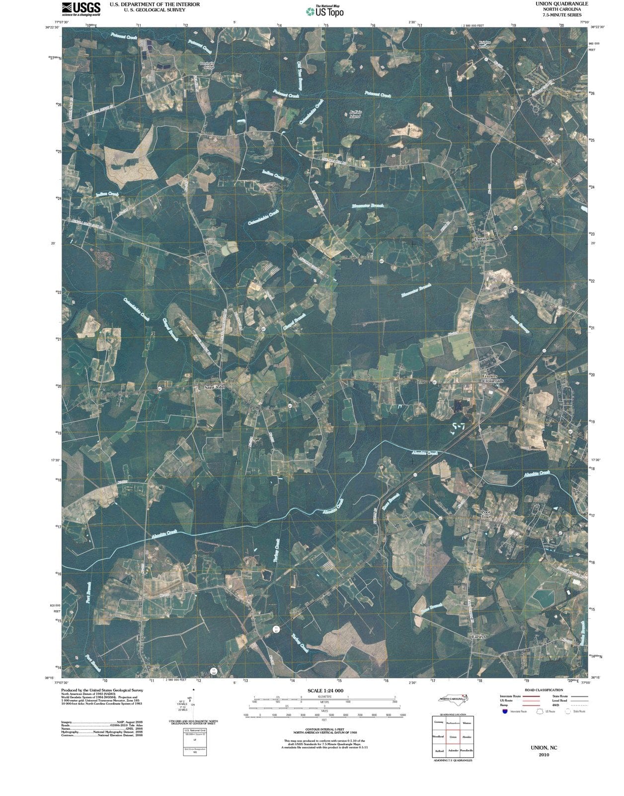 2010 Balance of Union County, NC - North Carolina - USGS Topographic Map