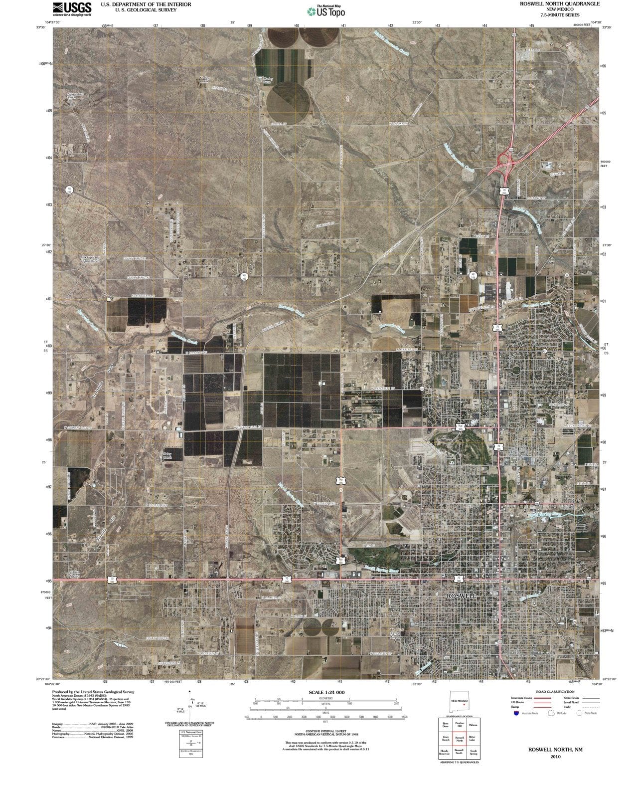 2010 Roswell, NM - New Mexico - USGS Topographic Map
