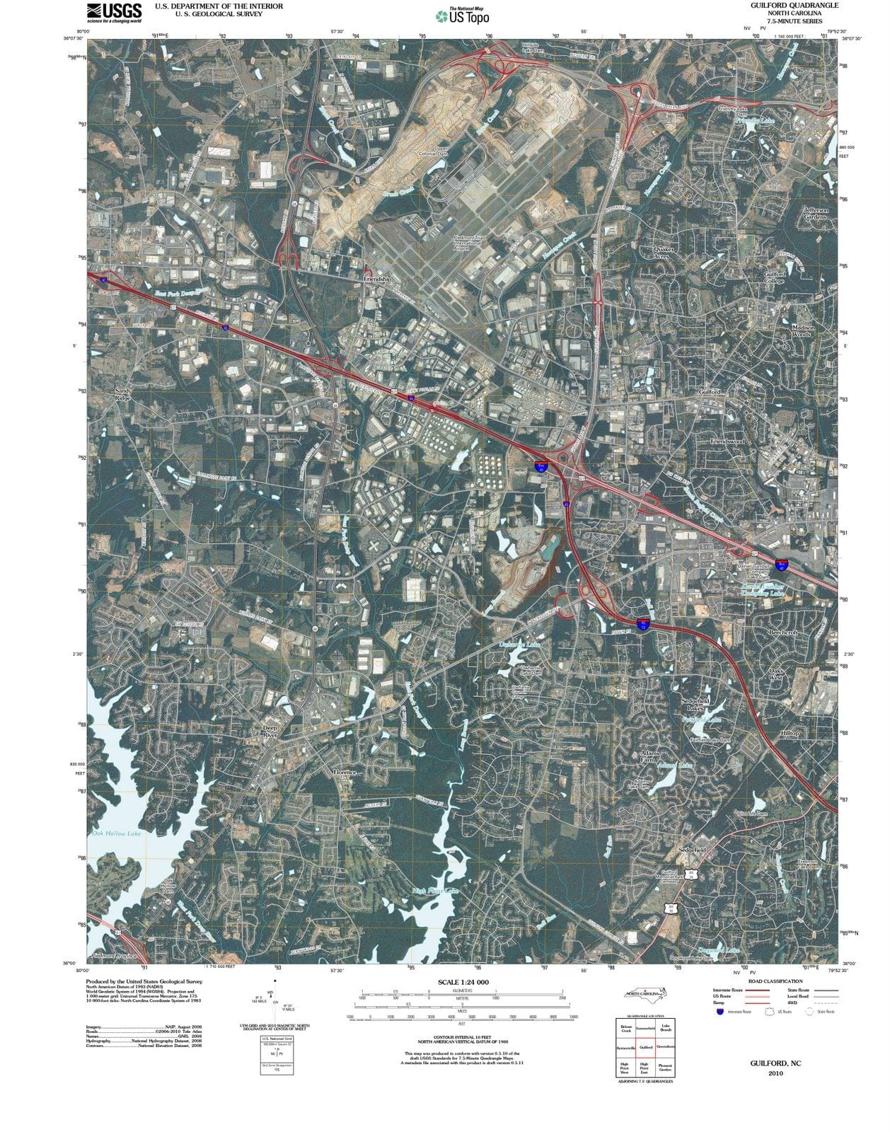 2010 Balance of Guilford County, NC - North Carolina - USGS Topographic Map