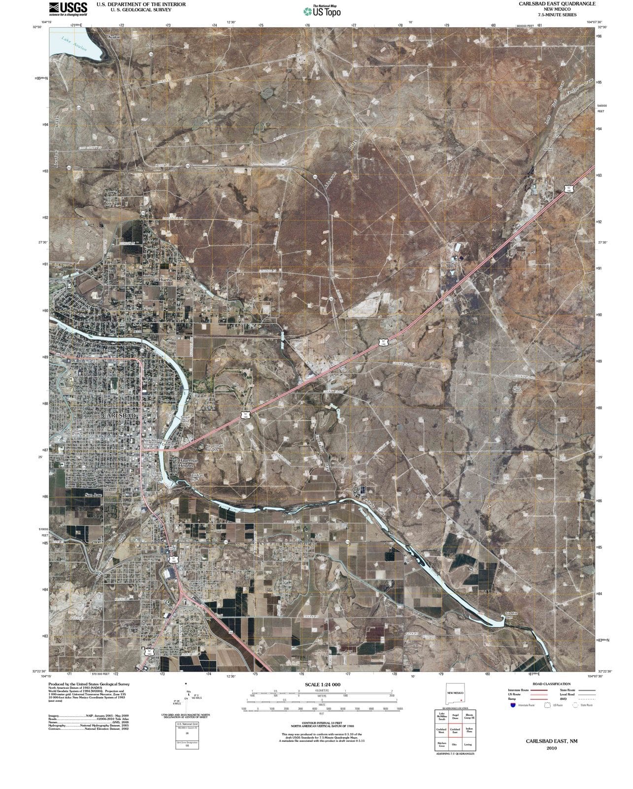 2010 Carlsbad, NM - New Mexico - USGS Topographic Map v2
