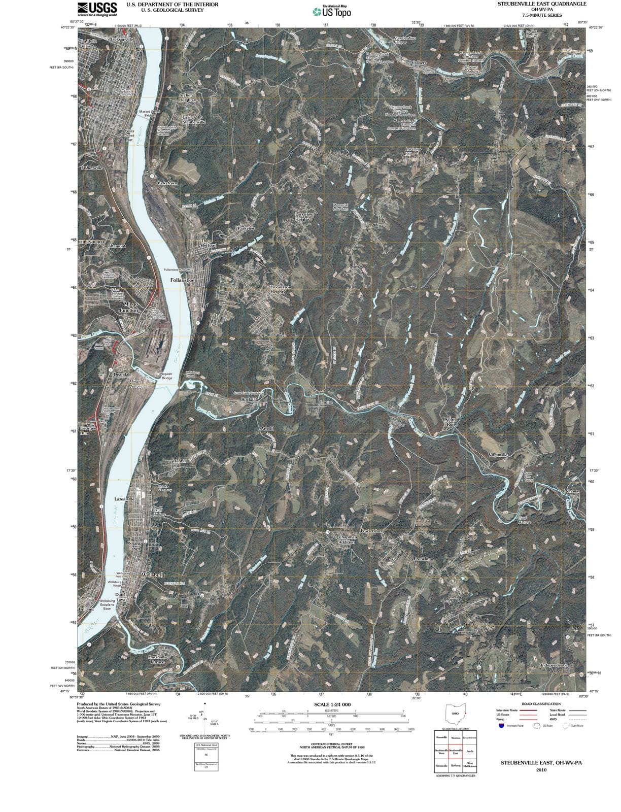 2010 Steubenville, OH - Ohio - USGS Topographic Map