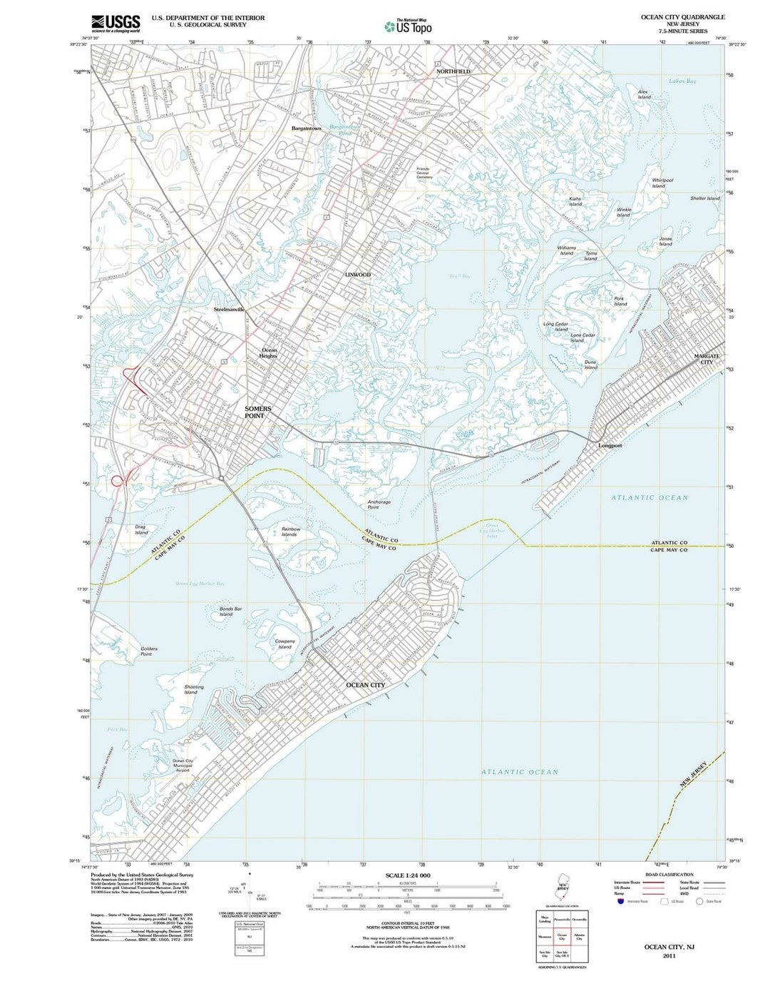 2011 Ocean, NJ - New Jersey - USGS Topographic Map