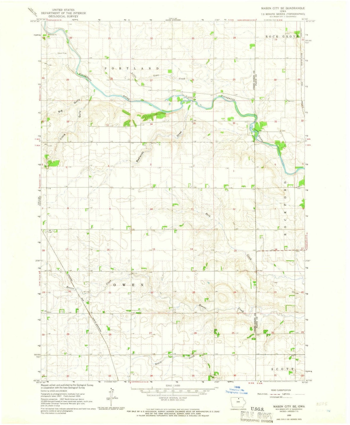 1959 Mason City, IA - Iowa - USGS Topographic Map