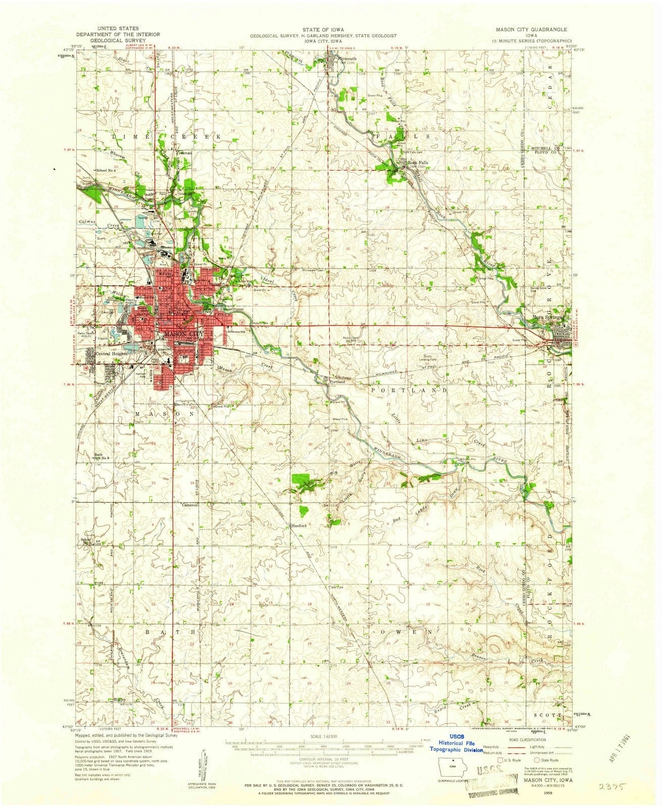1959 Mason City, IA - Iowa - USGS Topographic Map v3
