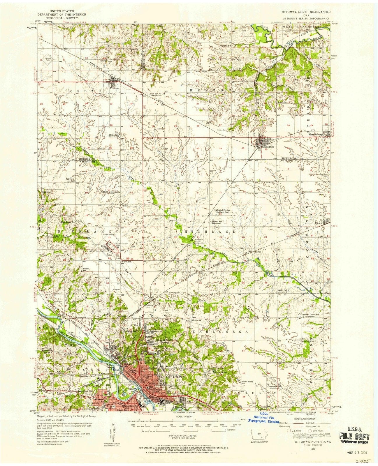 1956 Ottumwa North, IA - Iowa - USGS Topographic Map v2
