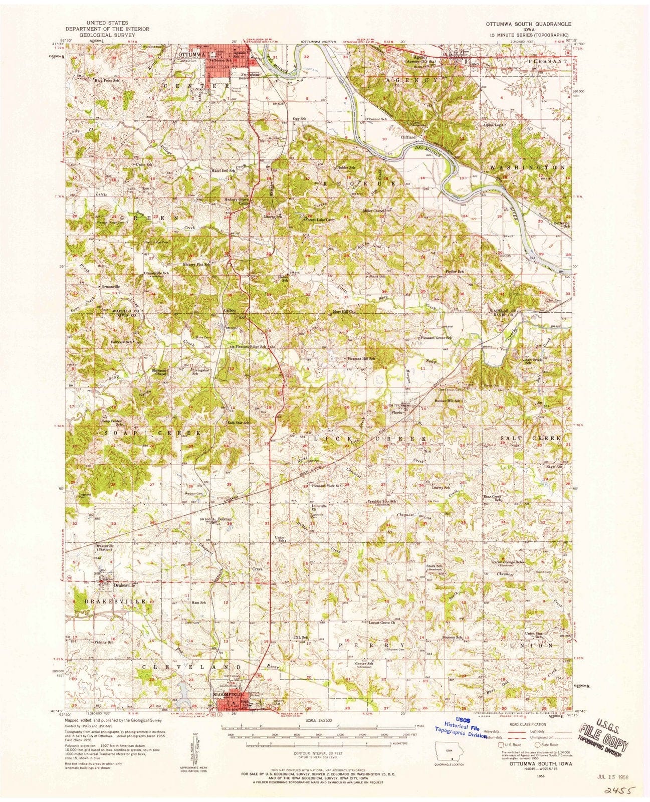 1956 Ottumwa South, IA - Iowa - USGS Topographic Map v2