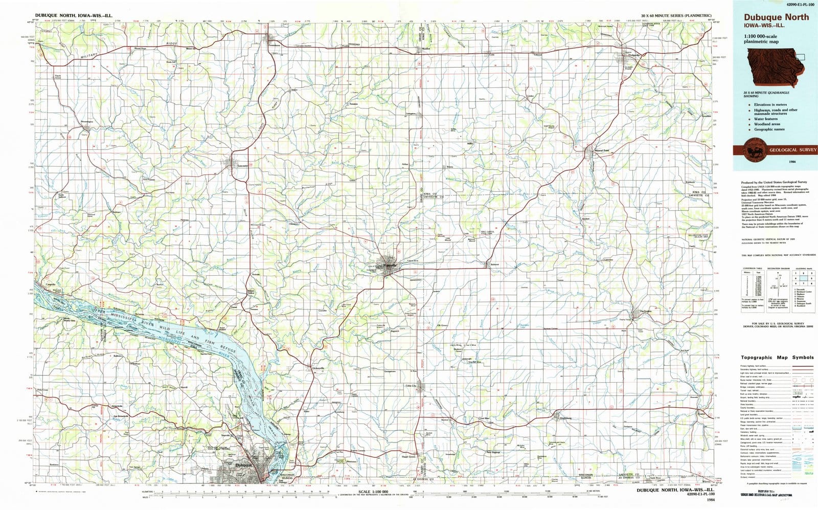 1984 Dubuque North, IA - Iowa - USGS Topographic Map
