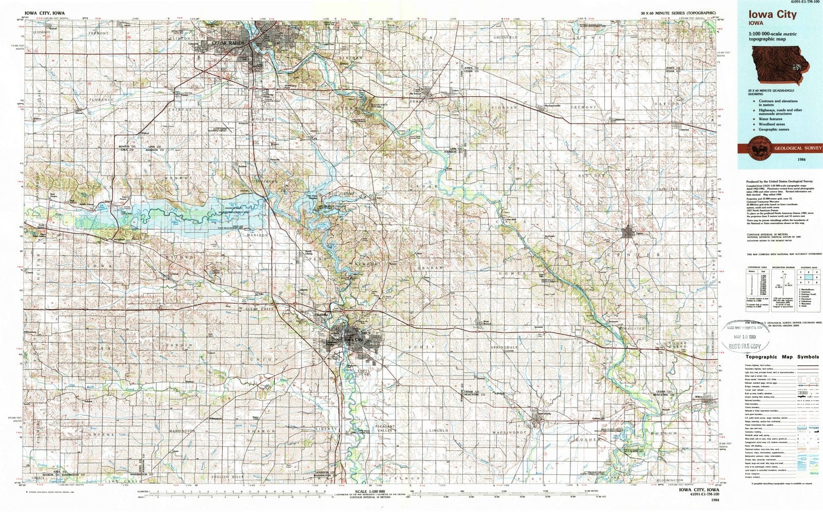1984 Iowa City, IA - Iowa - USGS Topographic Map
