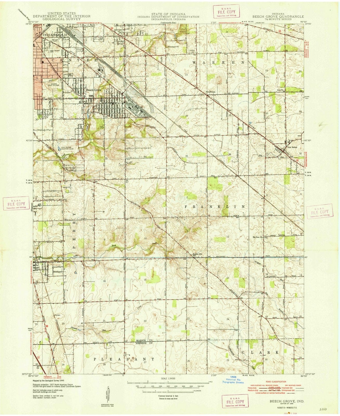 1948 Beech Grove, in - Indiana - USGS Topographic Map