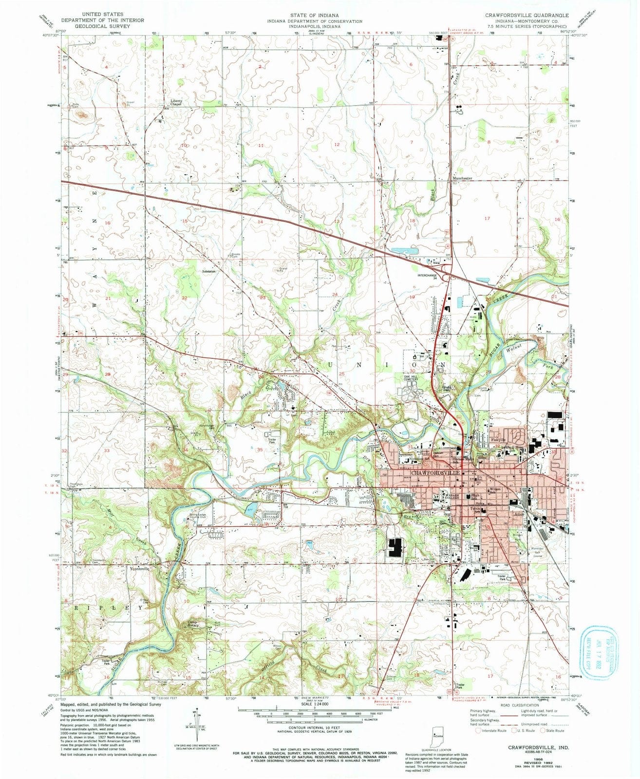 1956 Crawfordsville, in - Indiana - USGS Topographic Map