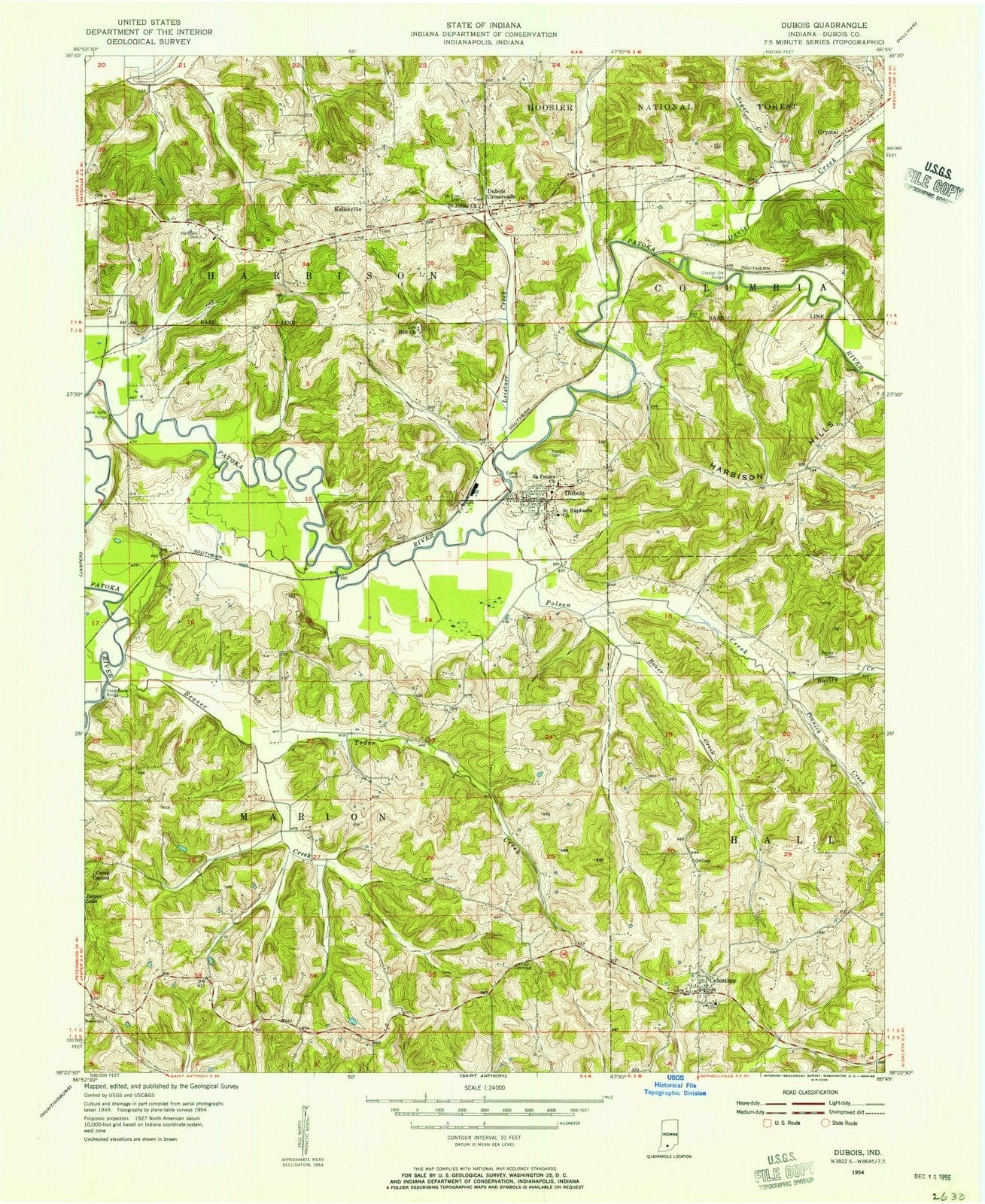 1954 Dubois, in - Indiana - USGS Topographic Map