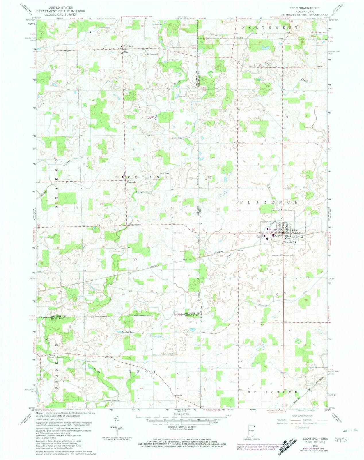 1961 Edon, OH - Ohio - USGS Topographic Map