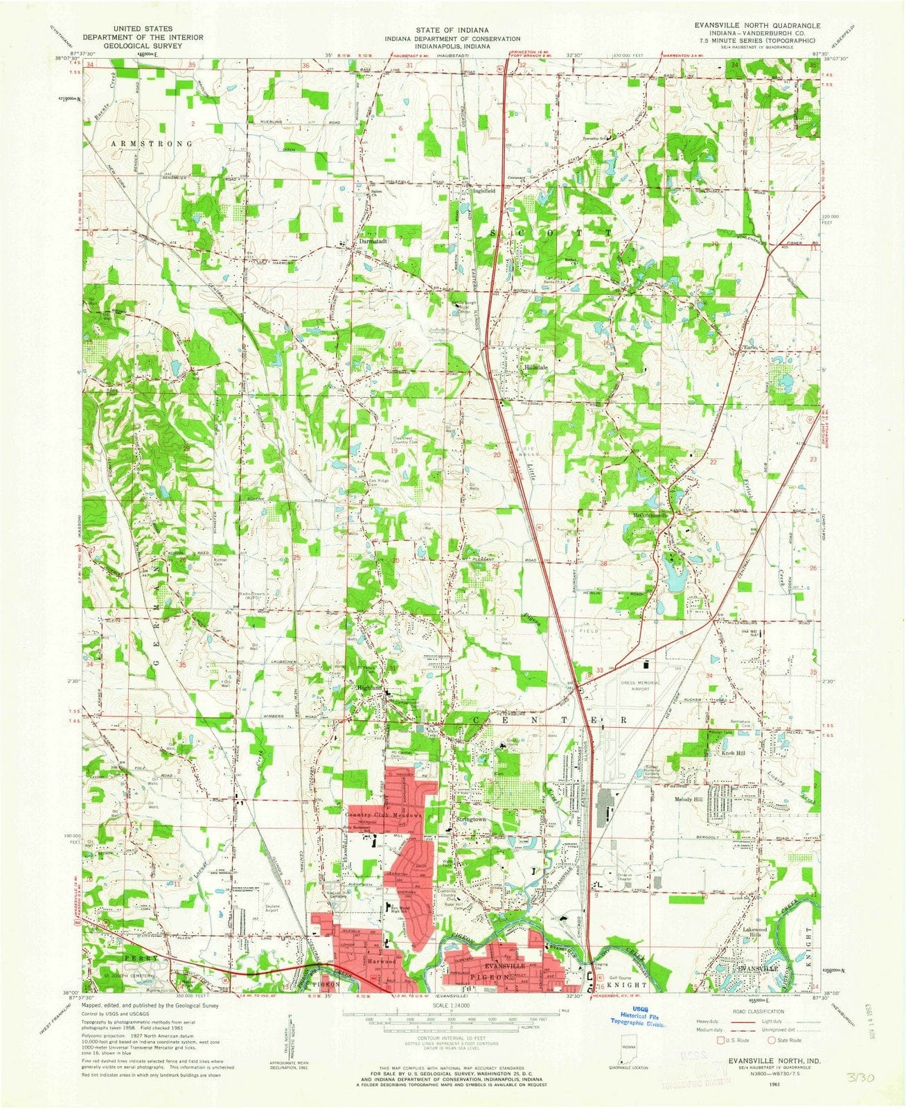 1961 Evansville North, in - Indiana - USGS Topographic Map
