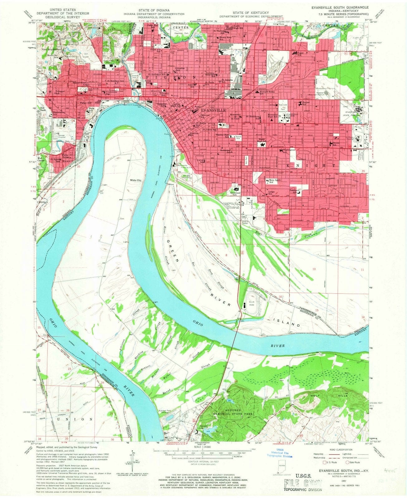 1957 Evansville South, in - Indiana - USGS Topographic Map