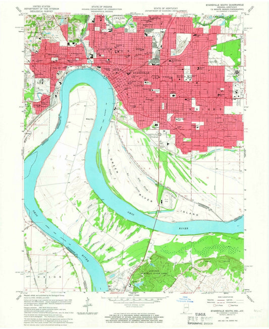1957 Evansville South, in - Indiana - USGS Topographic Map