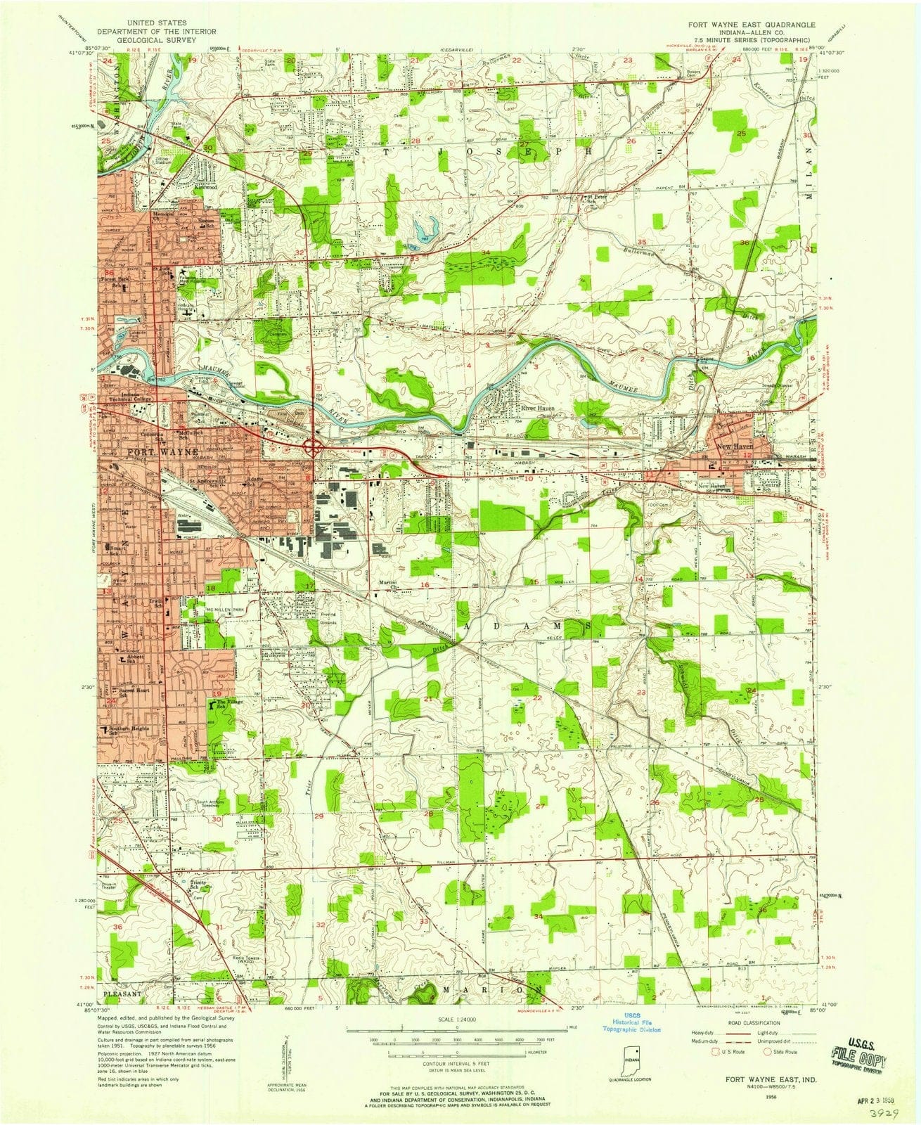 1956 Fort Wayne East, in - Indiana - USGS Topographic Map