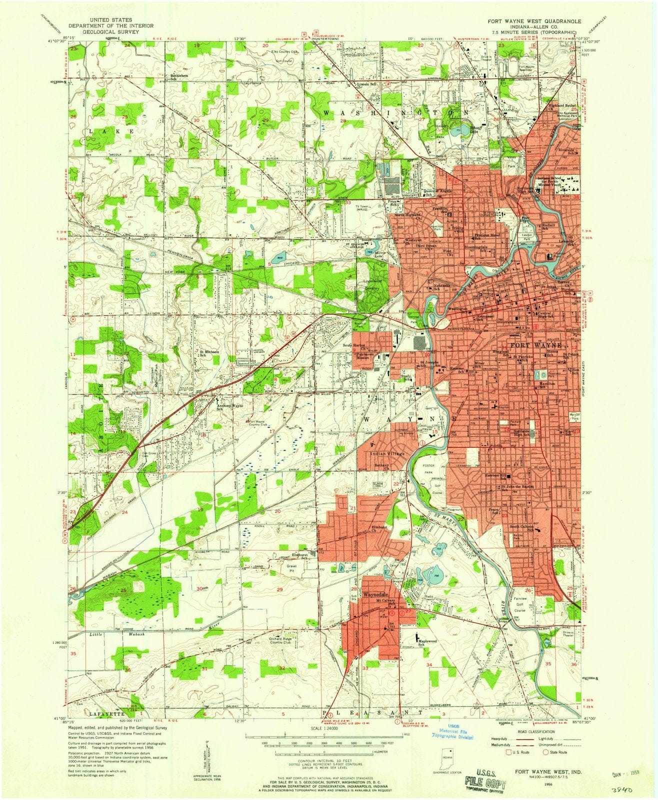 1956 Fort Wayne West, in - Indiana - USGS Topographic Map