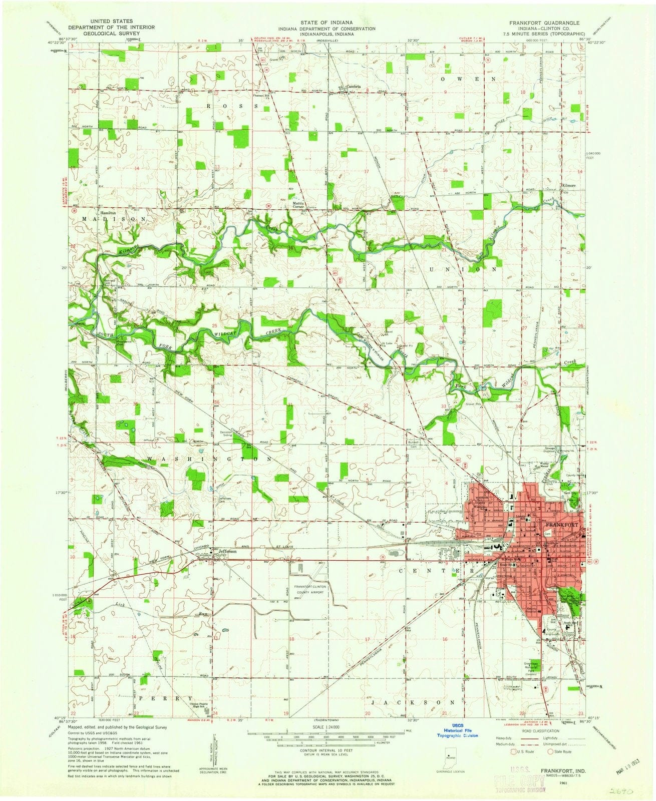1961 Frankfort, in - Indiana - USGS Topographic Map