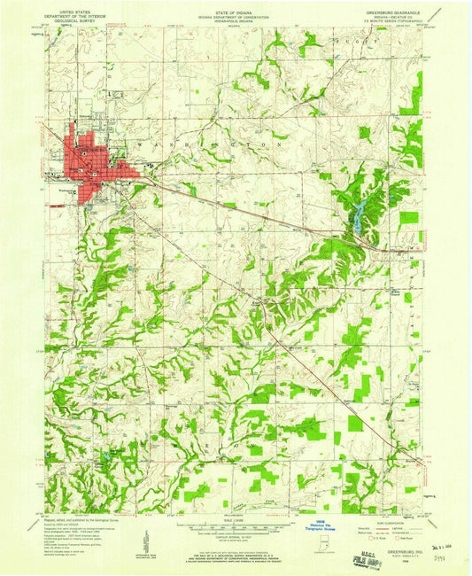 1958 Greensburg, in - Indiana - USGS Topographic Map