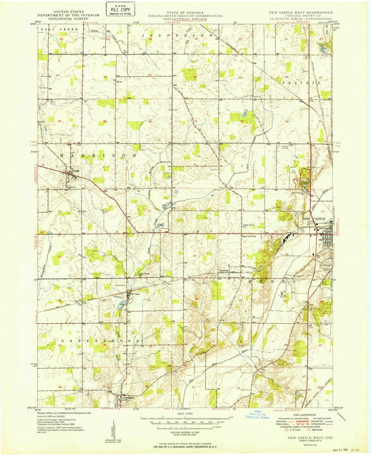 1949 New Castle West, in - Indiana - USGS Topographic Map