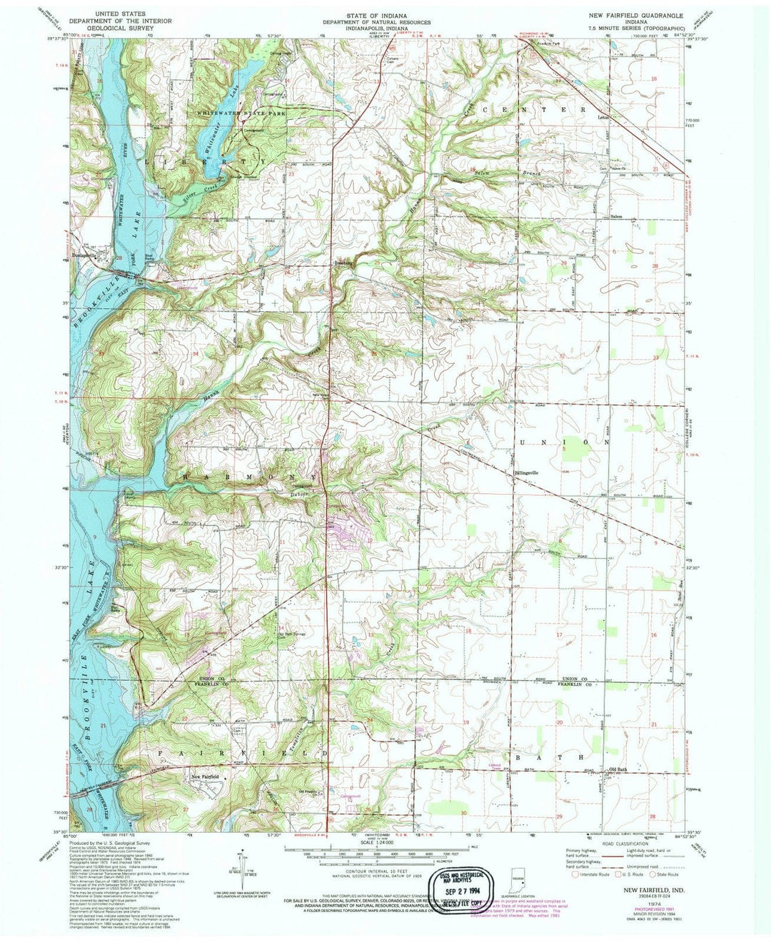 1974 New Fairfield, in - Indiana - USGS Topographic Map