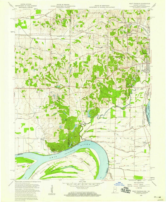1957 West Franklin, in - Indiana - USGS Topographic Map