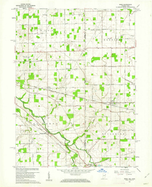 1960 Wren, OH - Ohio - USGS Topographic Map