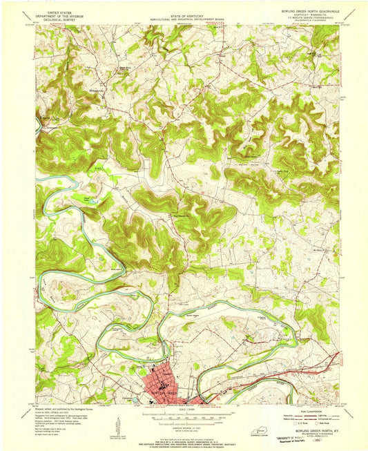 1954 Bowling Green North, KY - Kentucky - USGS Topographic Map