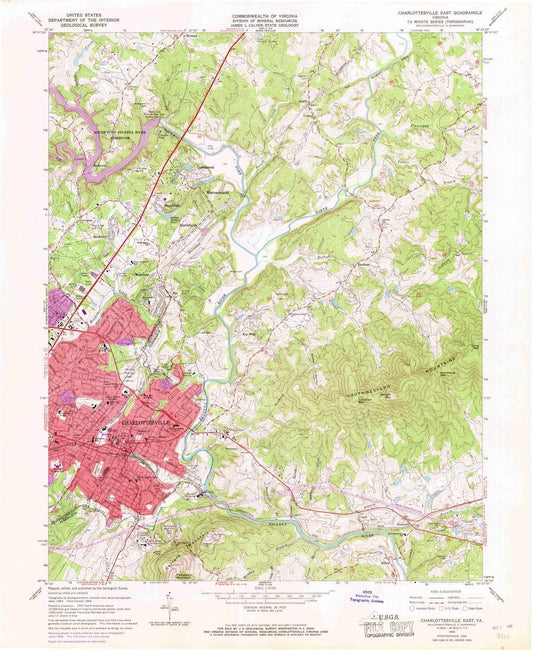 1964 Charlottesville East, VA - Virginia - USGS Topographic Map