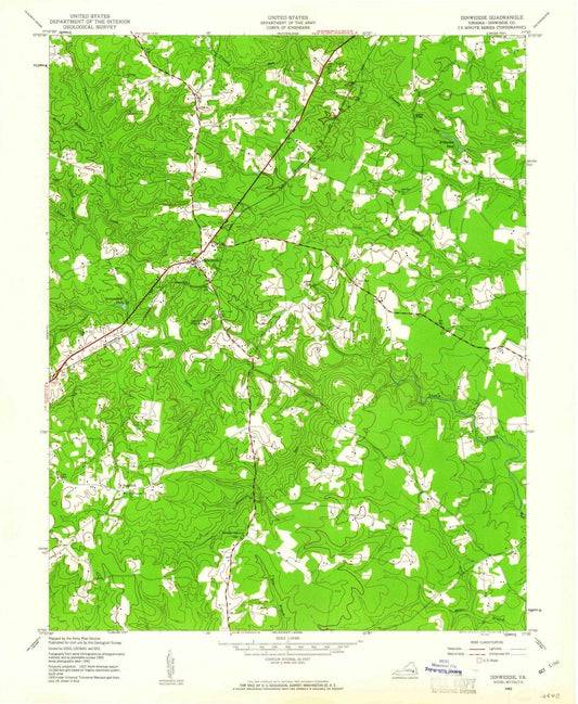 1943 Dinwiddie, VA - Virginia - USGS Topographic Map