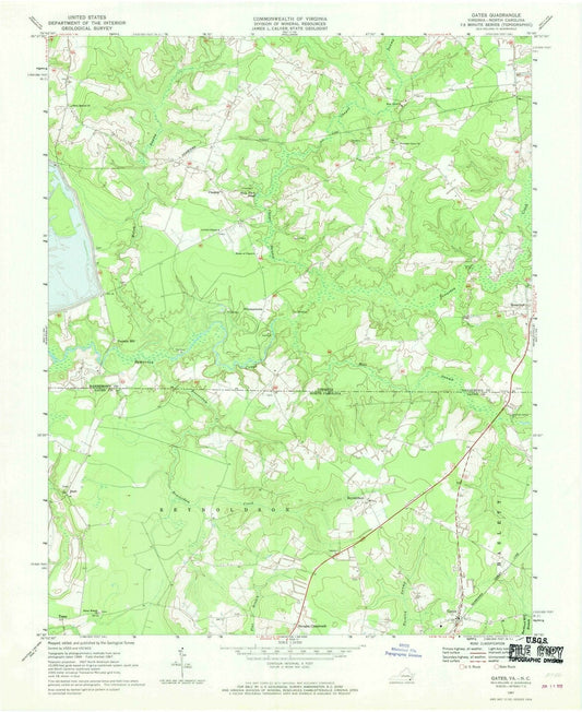 1967 Balance of Gates County, NC - North Carolina - USGS Topographic Map