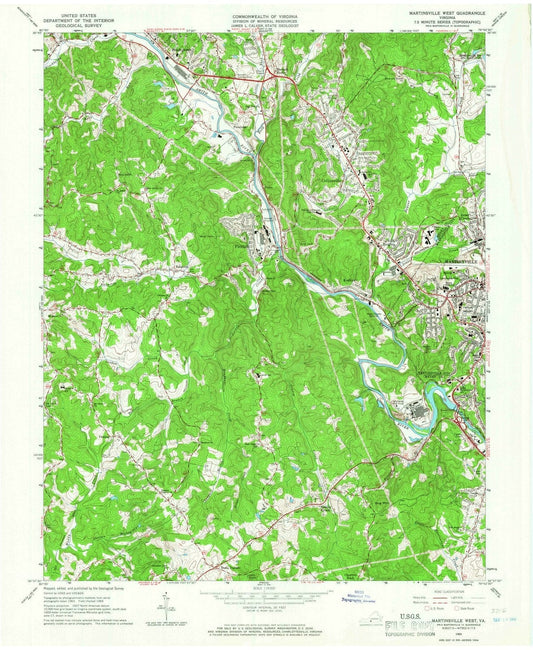 1965 Martinsville, VA - Virginia - USGS Topographic Map