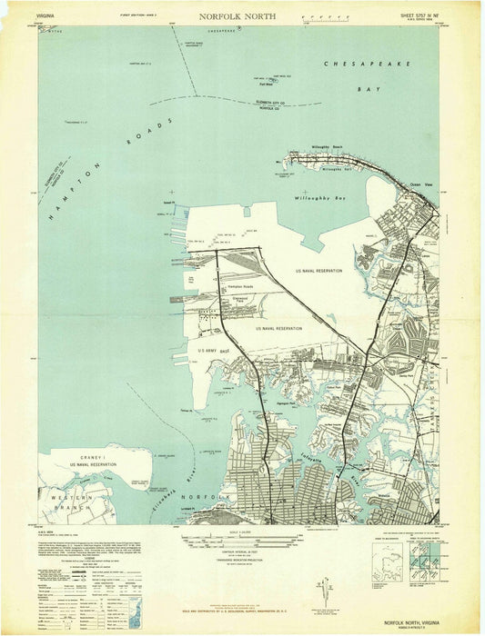 1948 Norfolk North, VA - Virginia - USGS Topographic Map