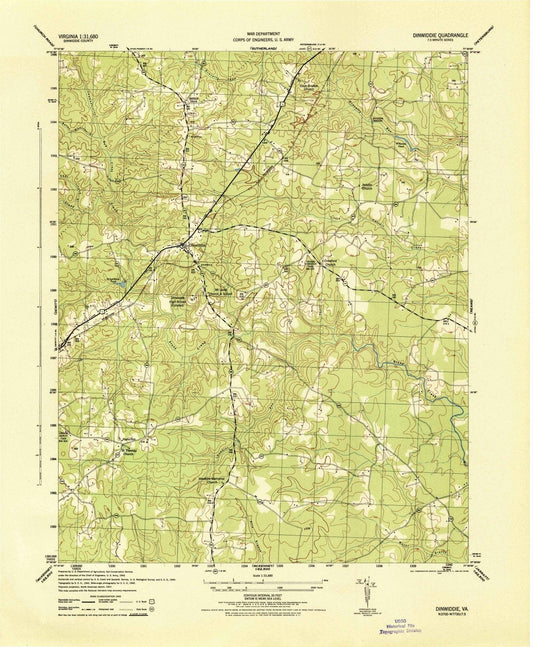 1944 Dinwiddie, VA - Virginia - USGS Topographic Map