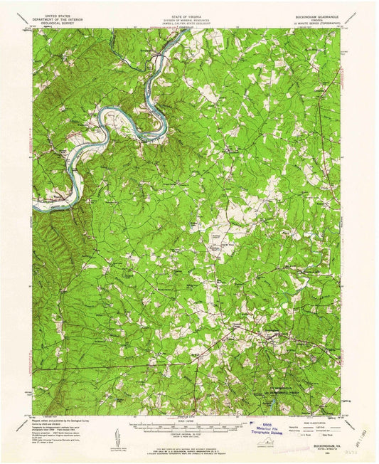 1961 Buckingham, VA - Virginia - USGS Topographic Map